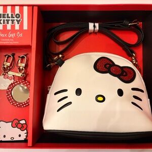 Hello Kitty White and Red Crossbody Bag with Keychain